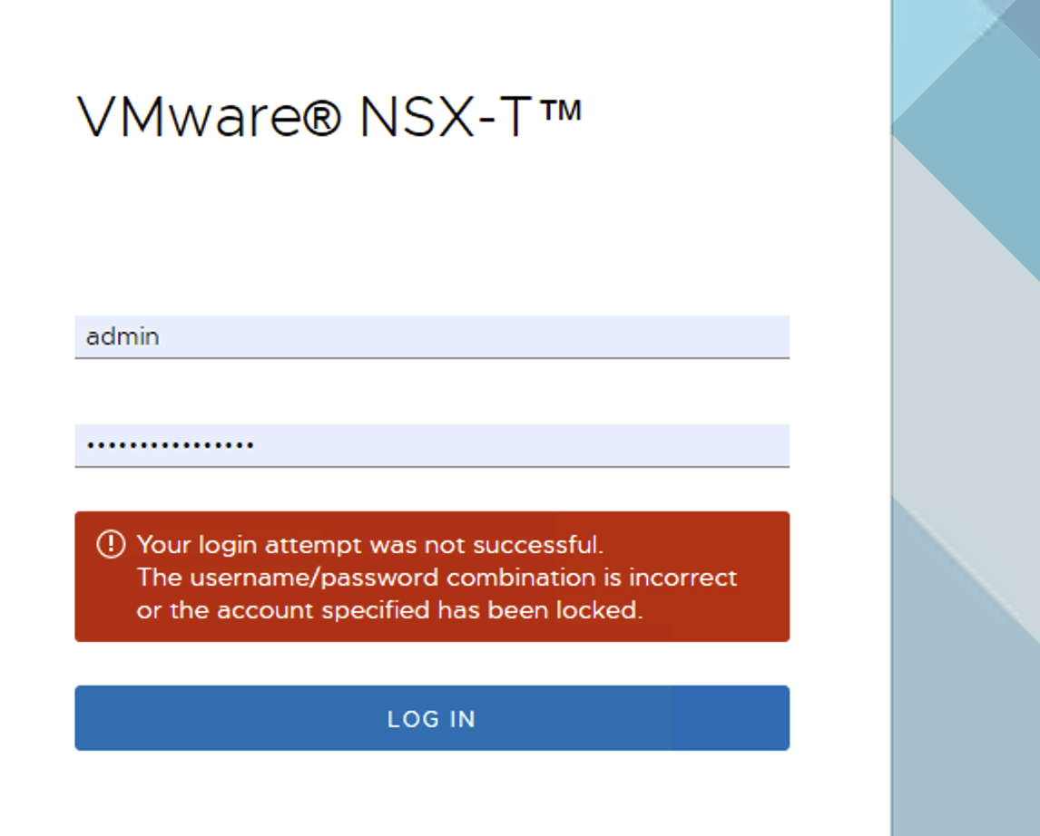 NSX-T 3.0 login attempt was not successful